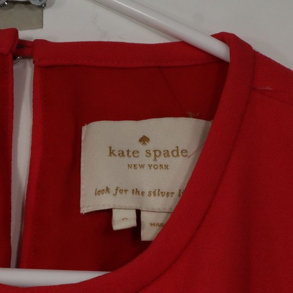 Kate Spade Womens Dress Red Sleeveless2 Pockets Back Button Size 0 Round Neck - Picture 4 of 8
